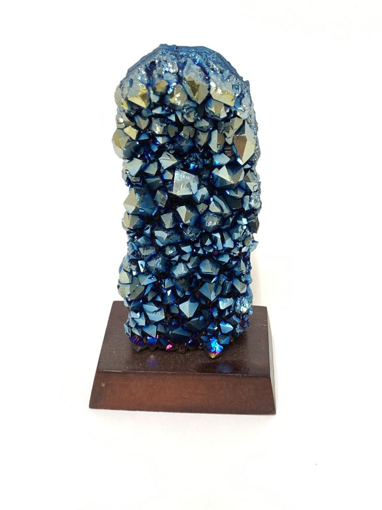 Cobalt Aura Amethyst Cluster on Stand