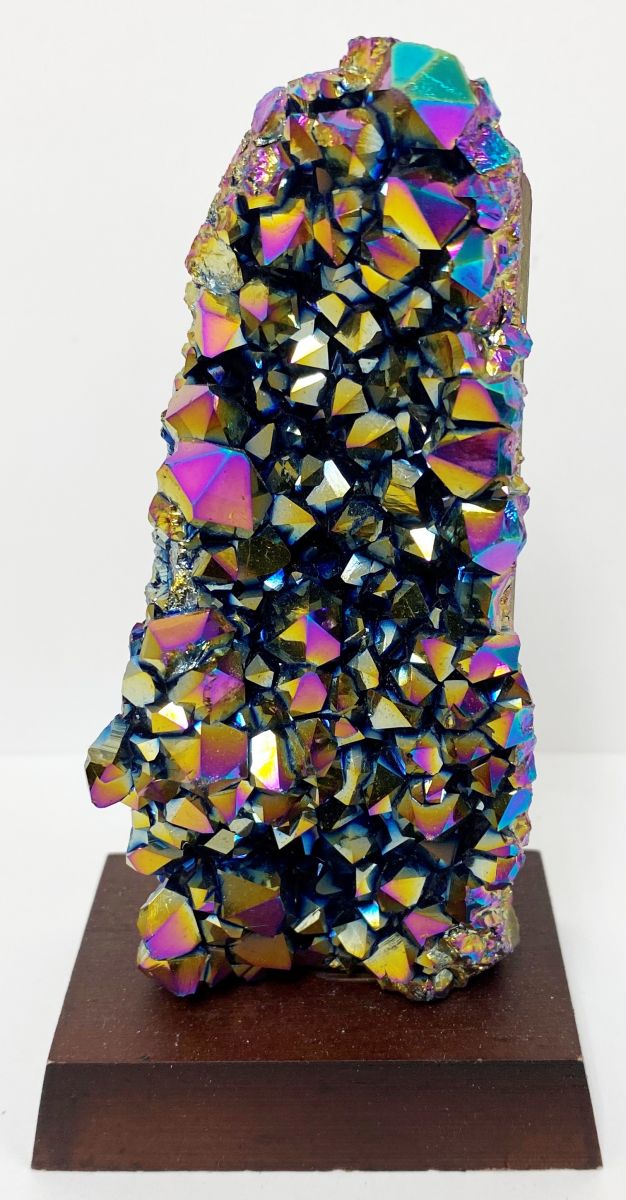 Rainbow Aura Amethyst Cluster on Stand